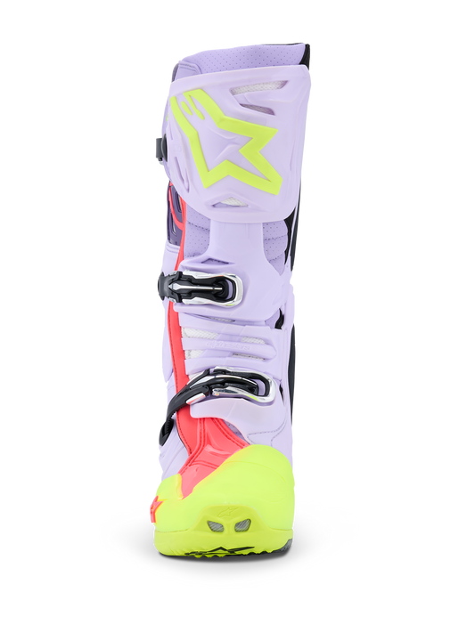 Alpinestars Tech 10 Supervented Crosslaars Paars Fluor Geel