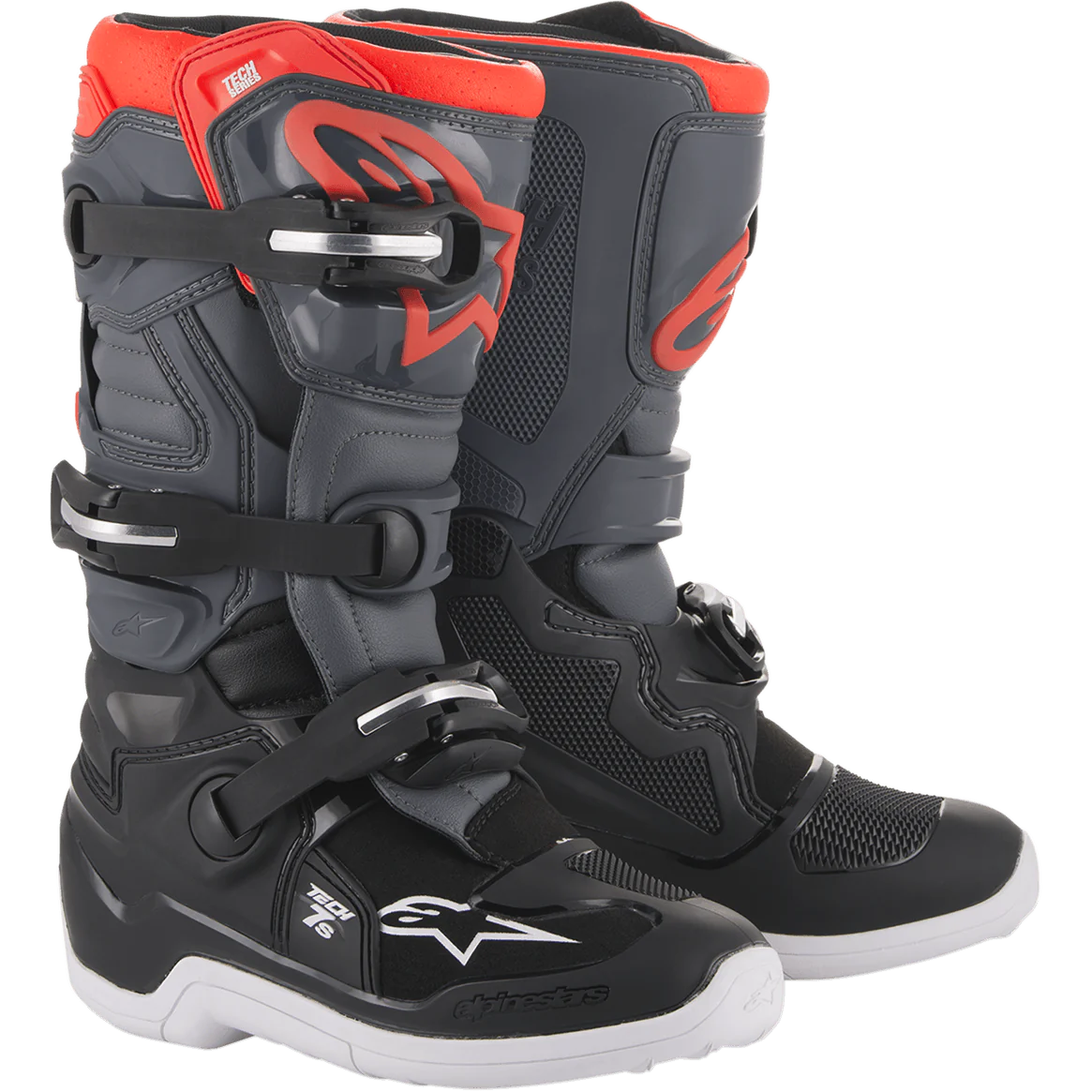 Alpinestars Tech 7s Kinder Crosslaars Zwart Fluor Rood