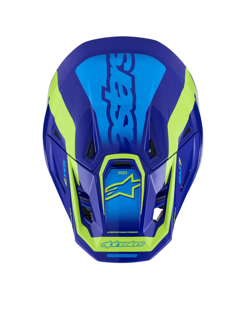 Alpinestars S-M7 Deed Crosshelm Blauw Fluor Geel