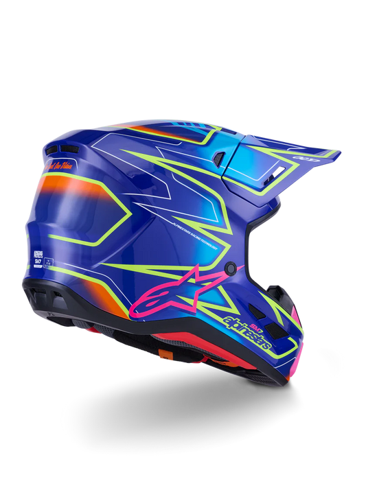Alpinestars S-M7 Cast Crosshelm Blauw Roze