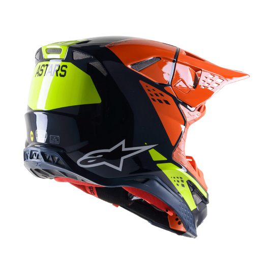 Alpinestars S-M8 Factory Crosshelm Marine Blauw Oranje