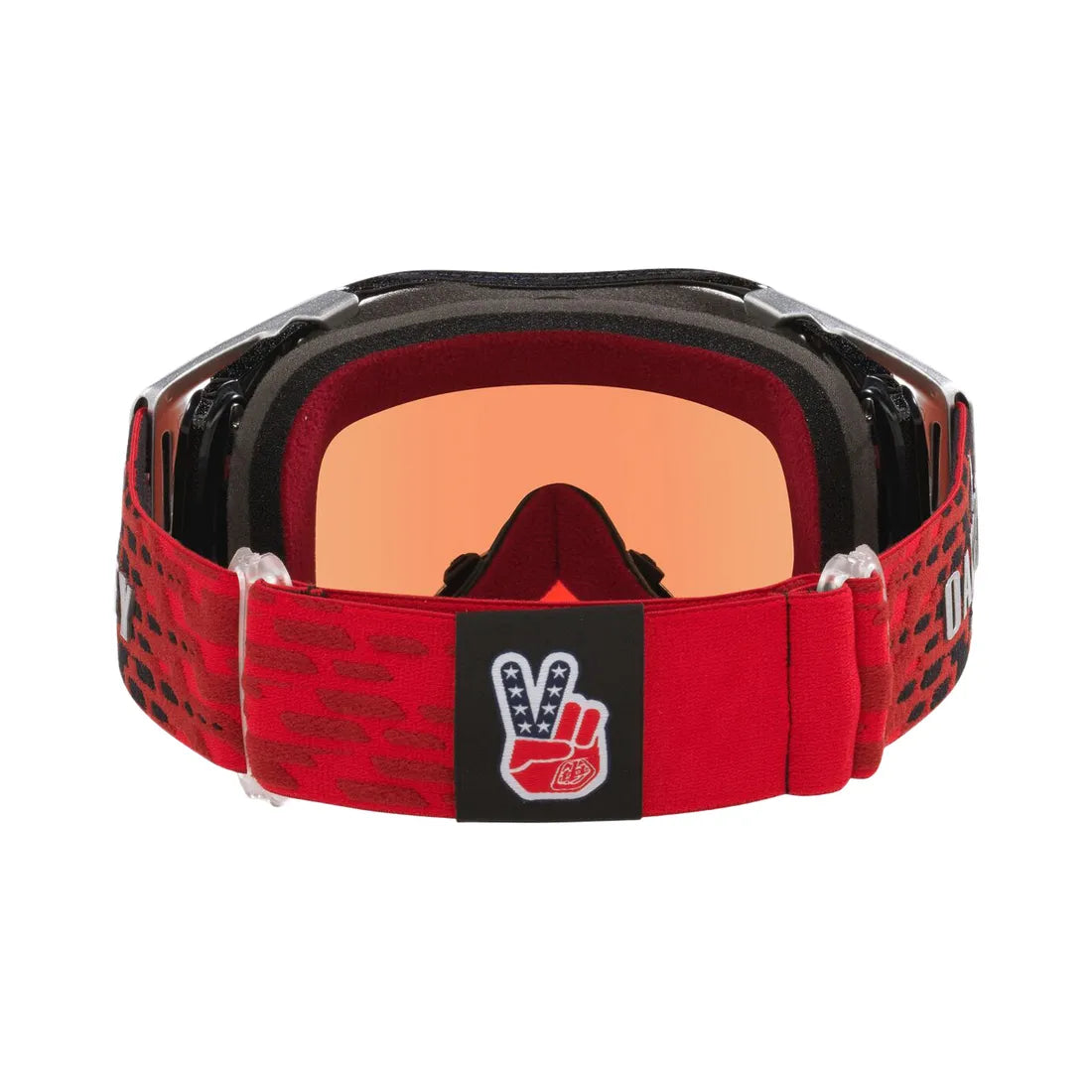 Op deze achteraanzicht van de black holo crossbril kan het complete design goed zien. In het zwarte frame zitten sprankelende glitters verwerkt.