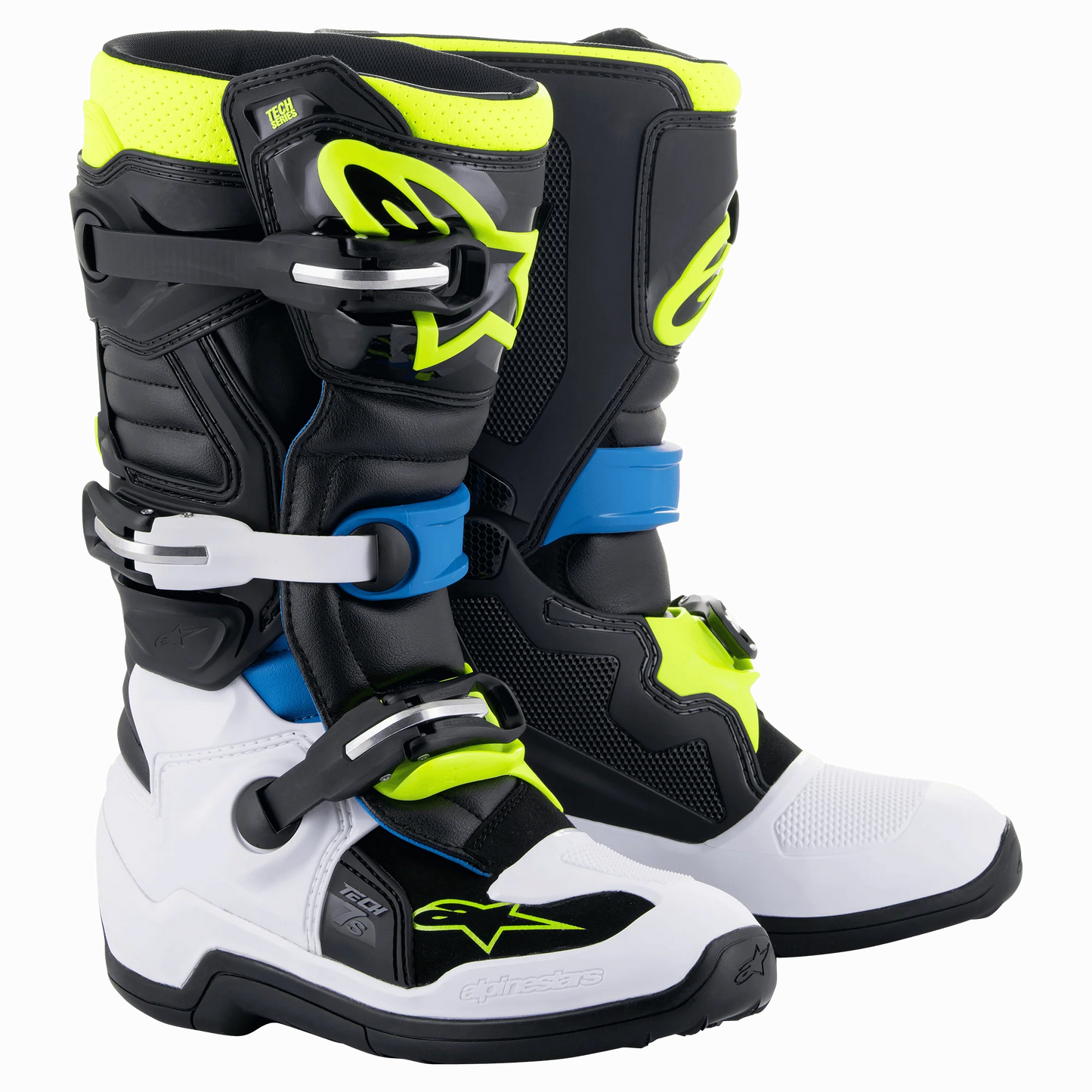 Alpinestars Tech 7s Kinder Crosslaars Zwart Blauw Fluor Geel