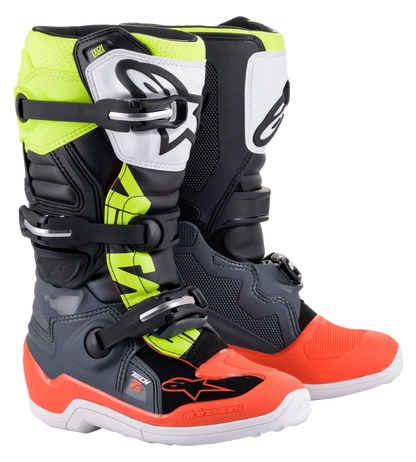 Alpinestars Tech 7s Kinder Crosslaars Fluor Rood Fluor Geel