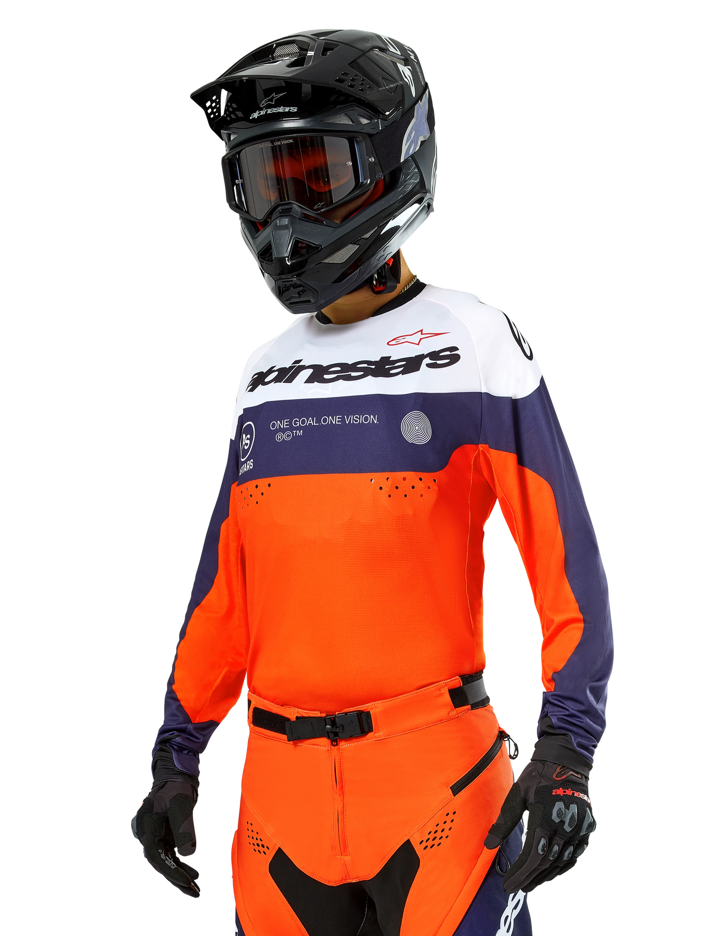 Alpinestars PRO-Dura Oranje Marineblauw Enduro/Crossshirt