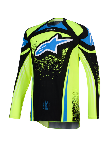 Alpinestars Techstar Nomur Blauw Fluor geel Crossshirt