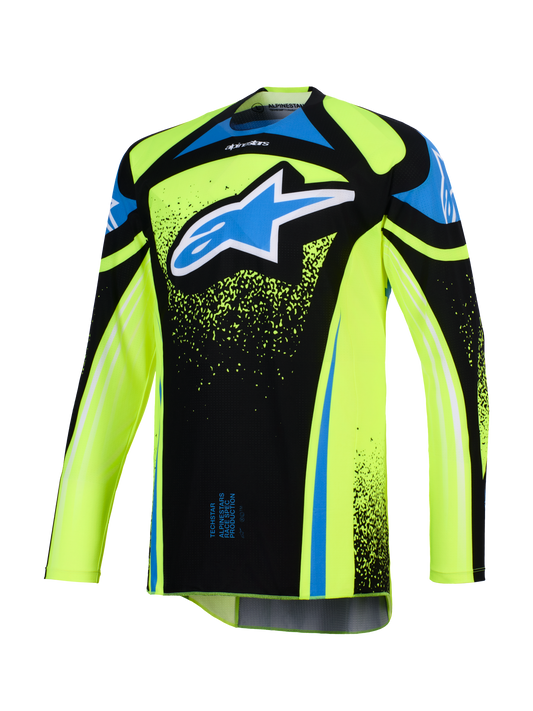 Alpinestars Techstar Nomur Blauw Fluor geel Crossshirt