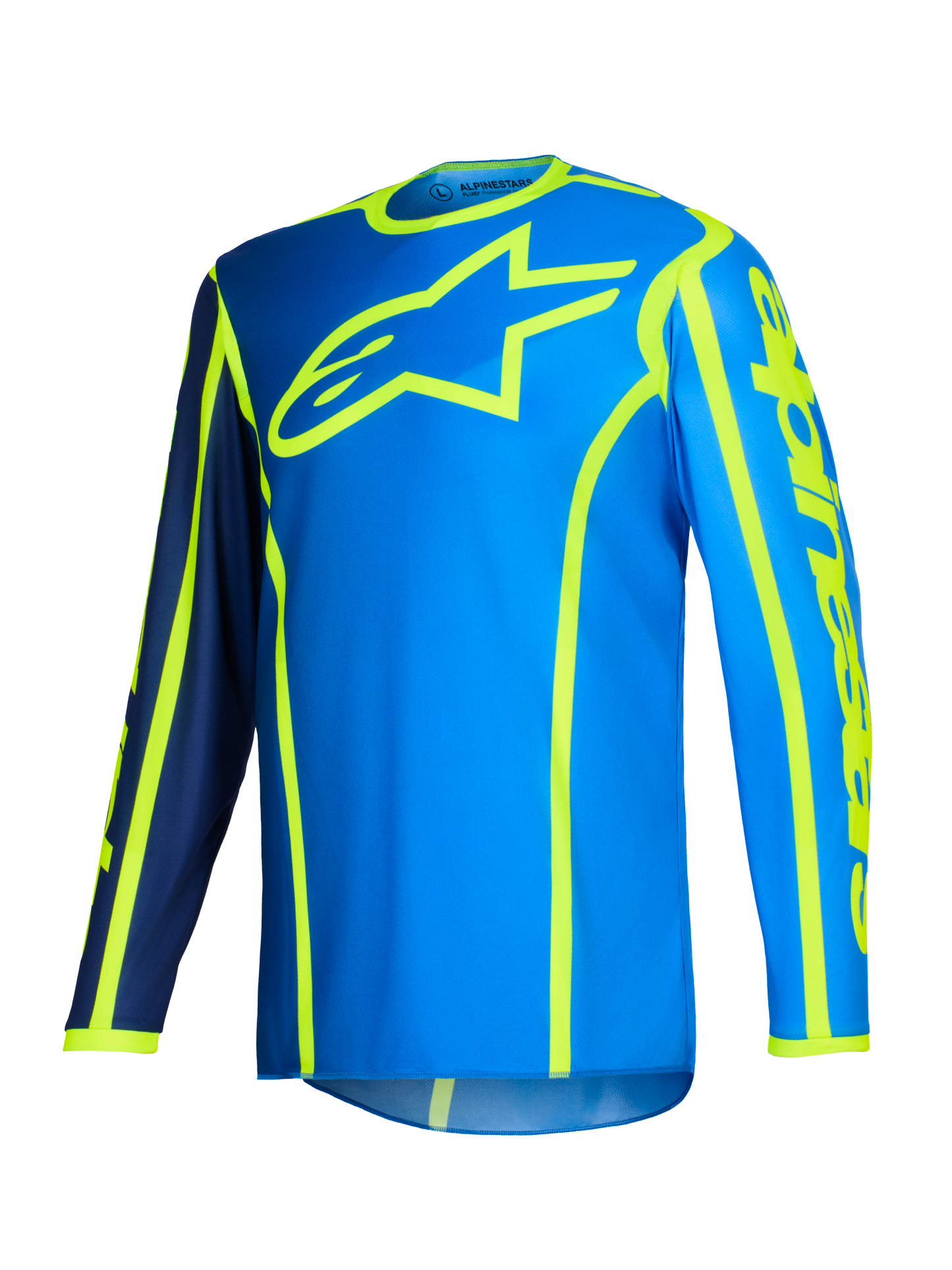 Alpinestars Fluid Apex Blauw Fluor Geel Crossshirt