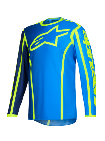 Alpinestars Fluid Apex Blauw Fluor Geel Crossshirt