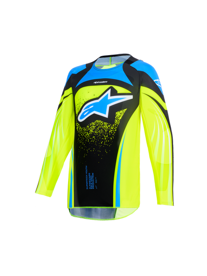 Alpinestars Supertech Nomur Blauw Fluor Geel Kinder Crossshirt