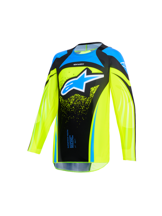 Alpinestars Supertech Nomur Blauw Fluor Geel Kinder Crossshirt