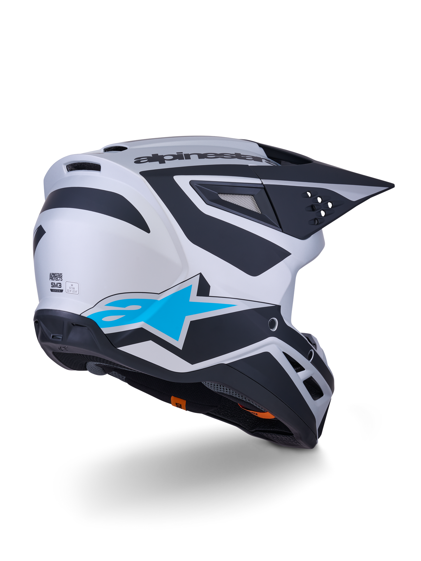 Alpinestars S-M3 Heat Crosshelm Zilver Blauw