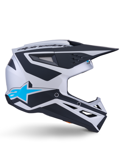 Alpinestars S-M3 Heat Crosshelm Zilver Blauw