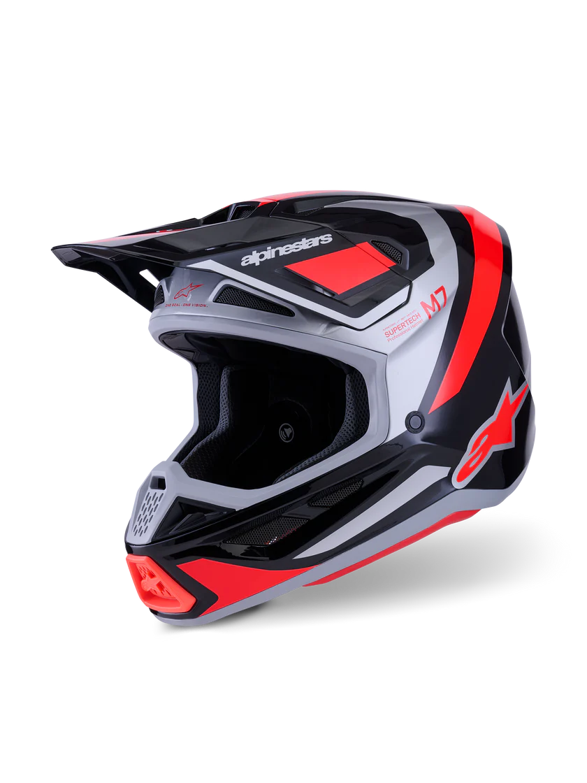 Alpinestars S-M7 Rise Crosshelm Rood Zilver