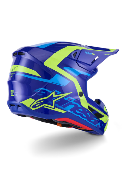 Alpinestars S-M7 Deed Crosshelm Blauw Fluor Geel
