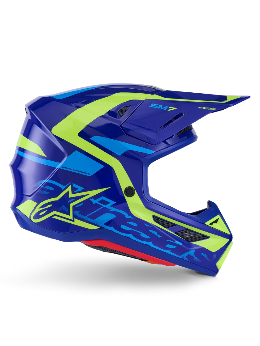 Alpinestars S-M7 Deed Crosshelm Blauw Fluor Geel