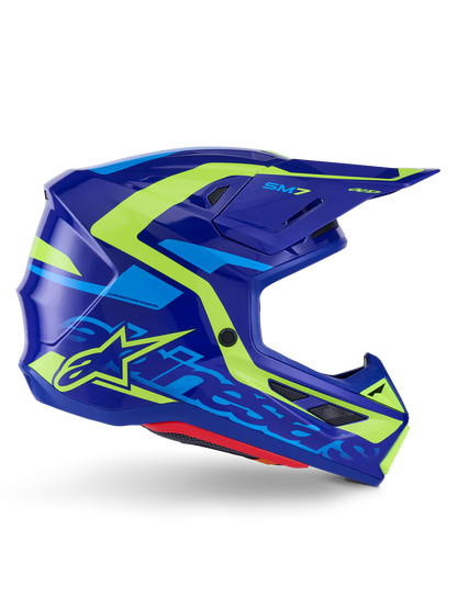 Alpinestars S-M7 Deed Crosshelm Blauw Fluor Geel