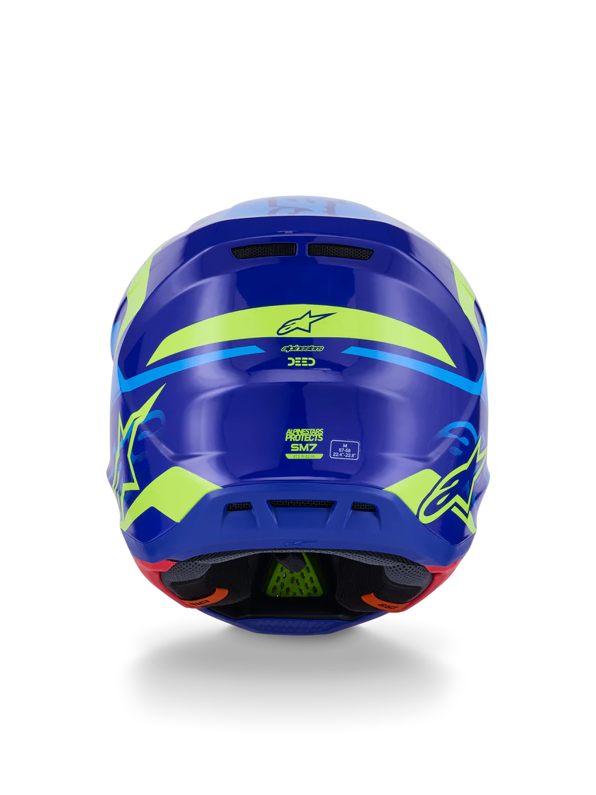 Alpinestars S-M7 Deed Crosshelm Blauw Fluor Geel