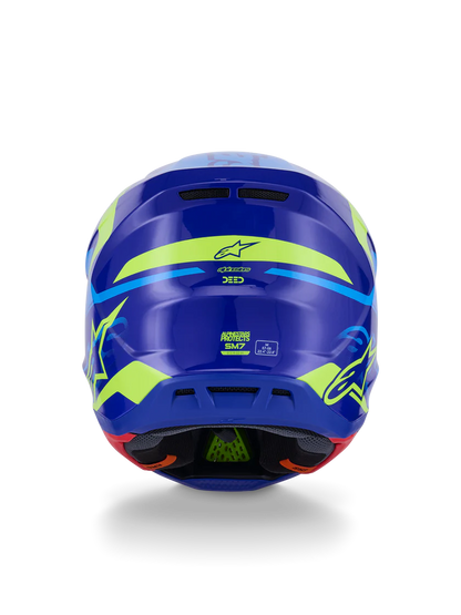 Alpinestars S-M7 Deed Crosshelm Blauw Fluor Geel