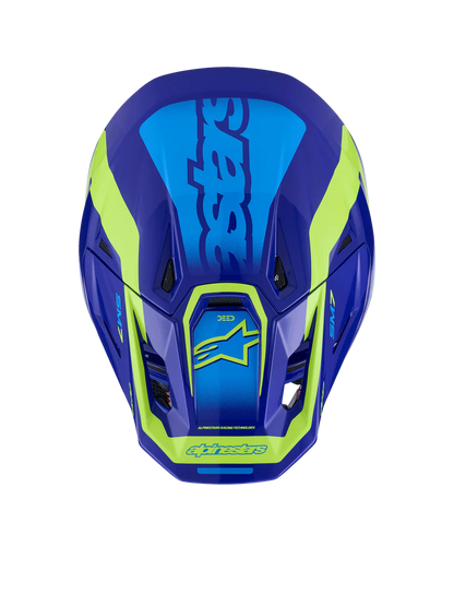 Alpinestars S-M7 Deed Crosshelm Blauw Fluor Geel