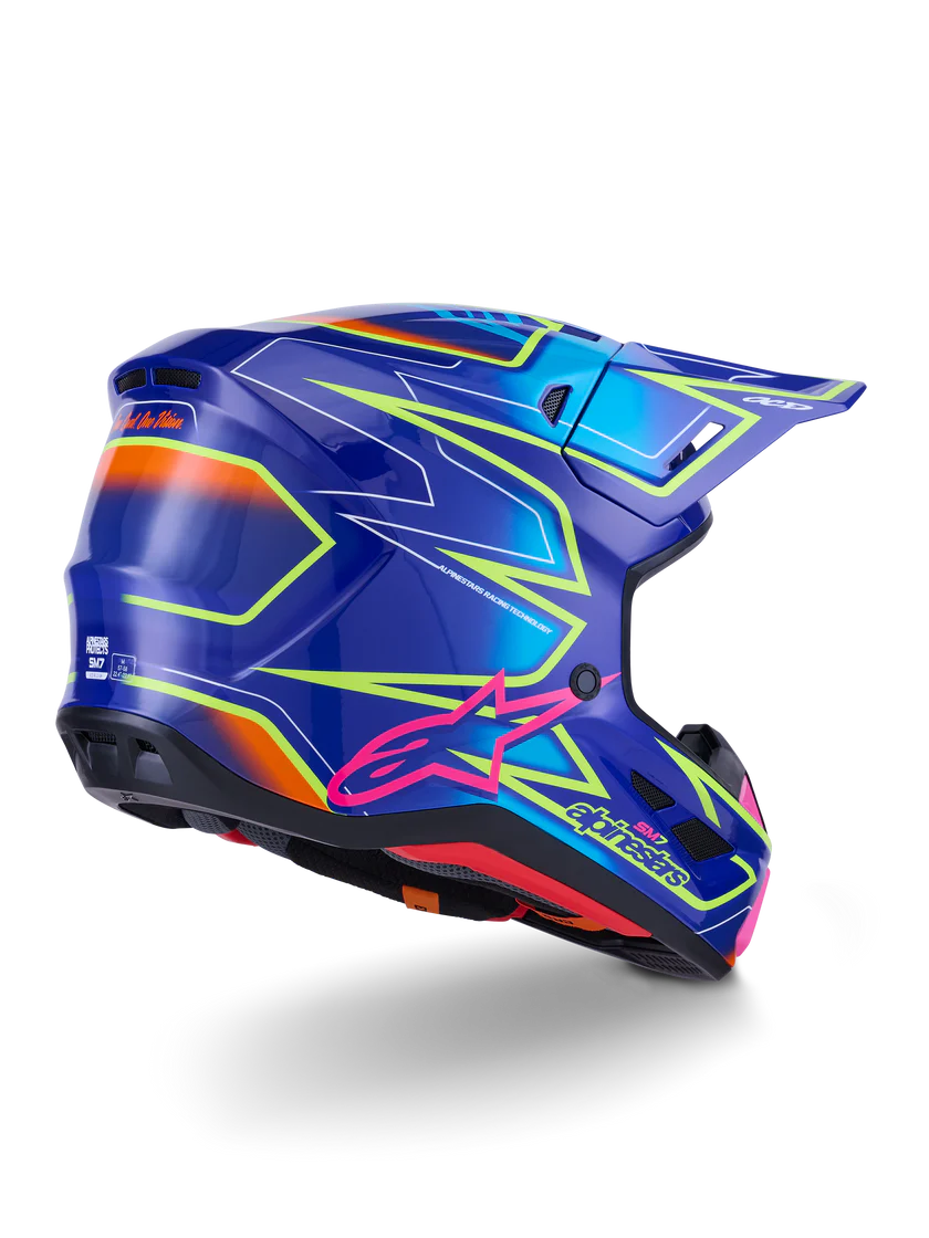 Alpinestars S-M7 Cast Crosshelm Blauw Roze