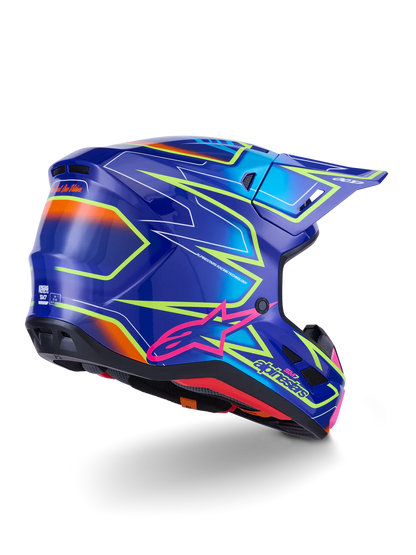 Alpinestars S-M7 Cast Crosshelm Blauw Roze