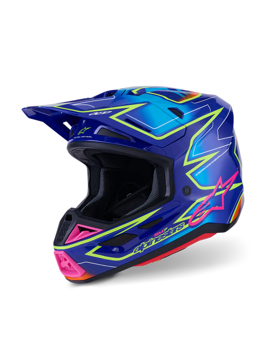 Alpinestars S-M7 Cast Crosshelm Blauw Roze