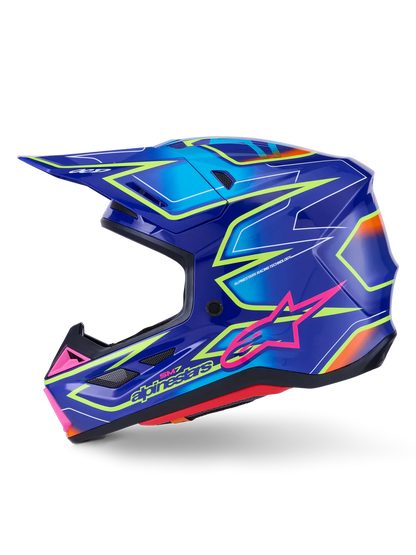 Alpinestars S-M7 Cast Crosshelm Blauw Roze