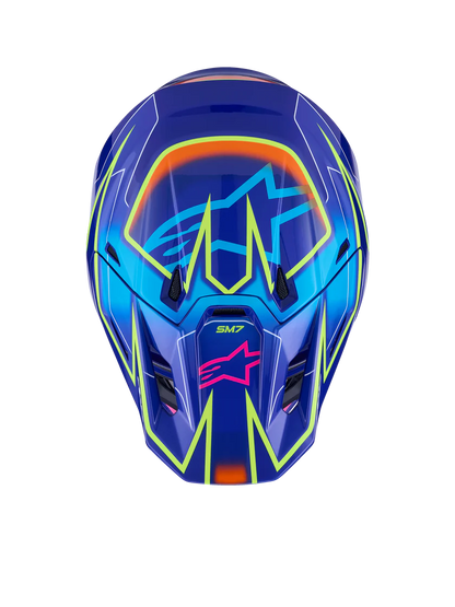 Alpinestars S-M7 Cast Crosshelm Blauw Roze