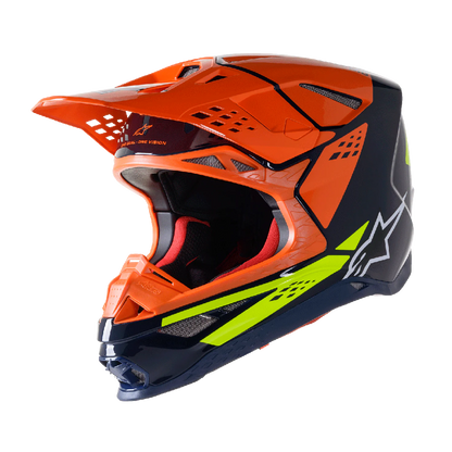 Alpinestars S-M8 Factory Crosshelm Marine Blauw Oranje