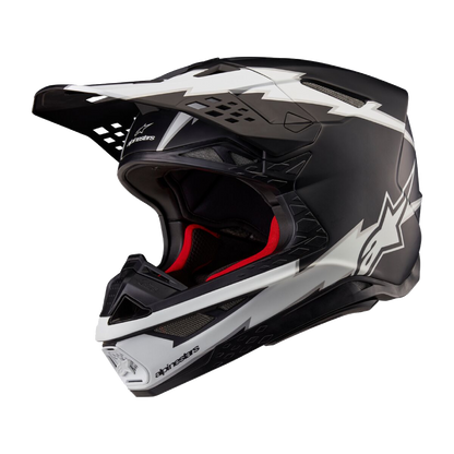 Alpinestars S-M10 Ampress Crosshelm Zwart Wit (Mat)