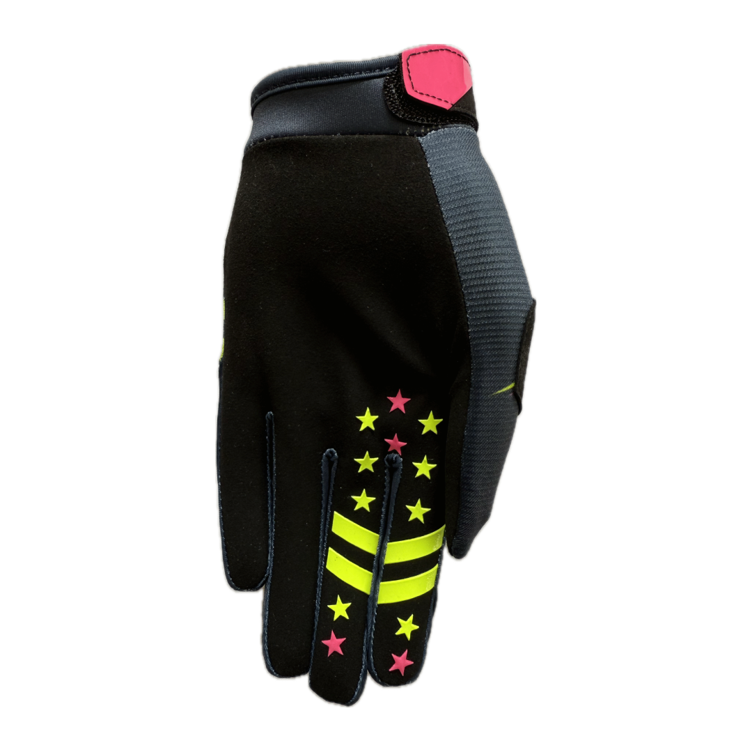 Deft Family EQVLNT Badge Crosshandschoenen Donker Blauw Neon Geel