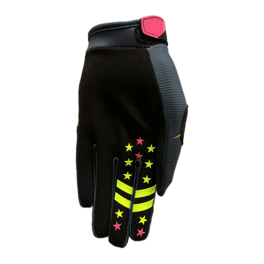 Deft Family EQVLNT Badge Crosshandschoenen Donker Blauw Neon Geel