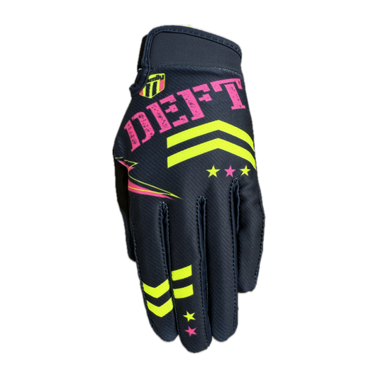 Deft Family EQVLNT Badge Crosshandschoenen Donker Blauw Neon Geel